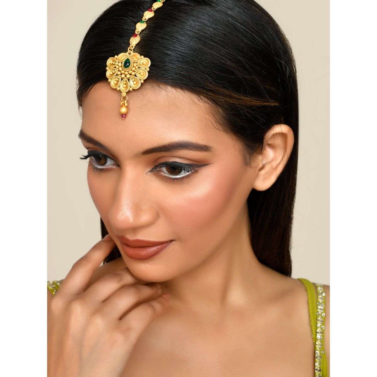Buy Silvermerc Designs Gold Plated South Indian Matha Tikka Online
