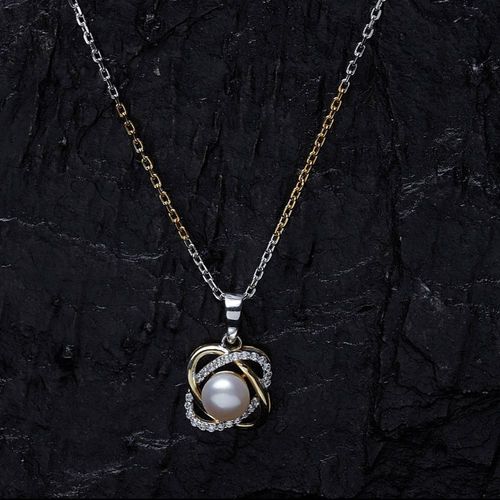 CLARA 925 Silver Real Pearl Knot Pendant With Chain Necklace Rhodium Plated  Gift