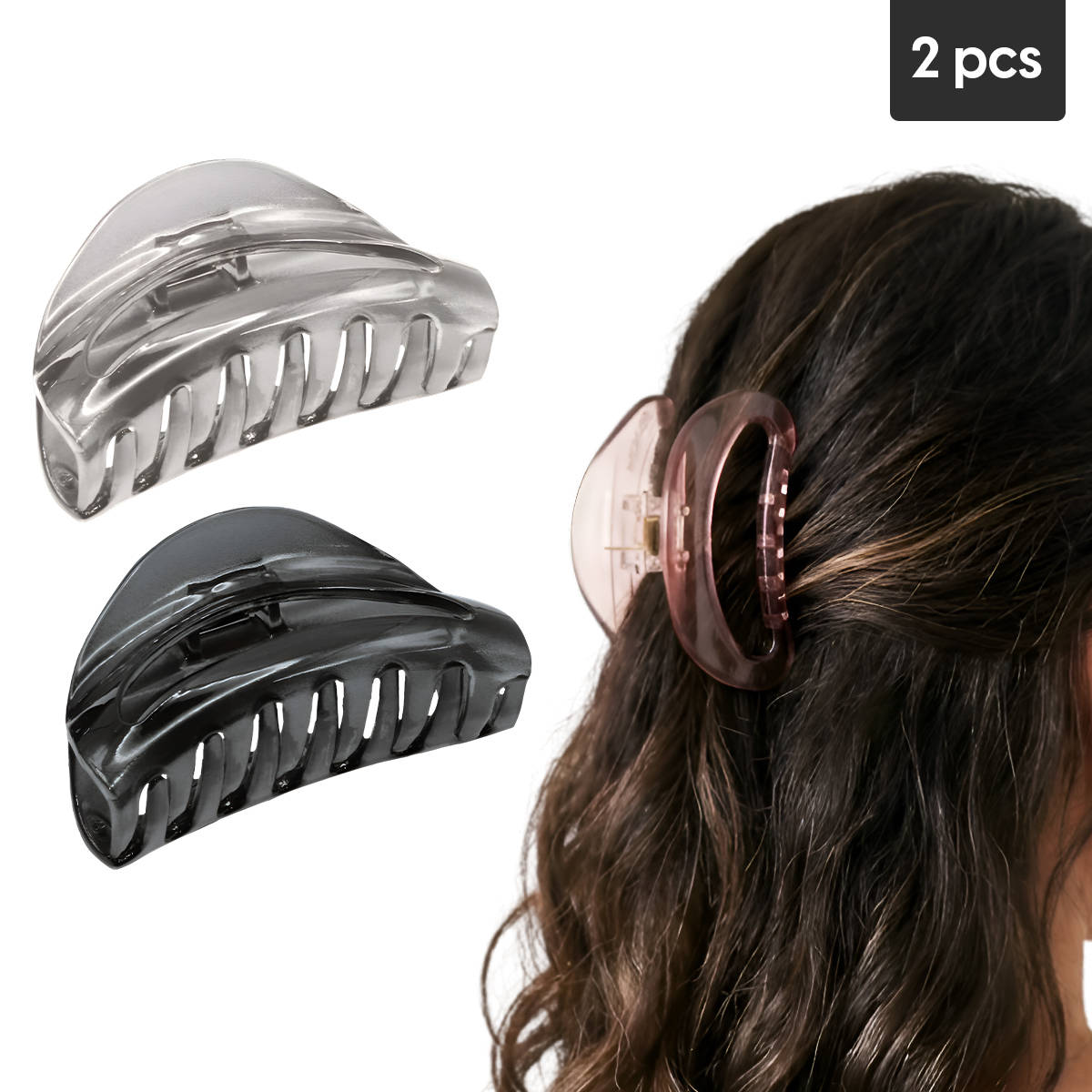 Matra Hair Claw Clips Clutchers Medium-Sized D-Shape Hair Pins Clutches For Women - Pack of 2