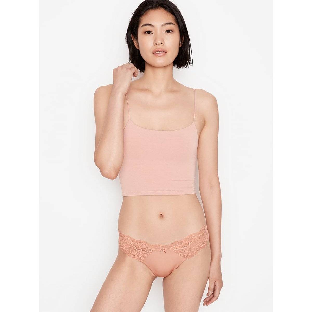 Victoria's Secret Dream Angels Lace Thong Panty - Beige (XL)