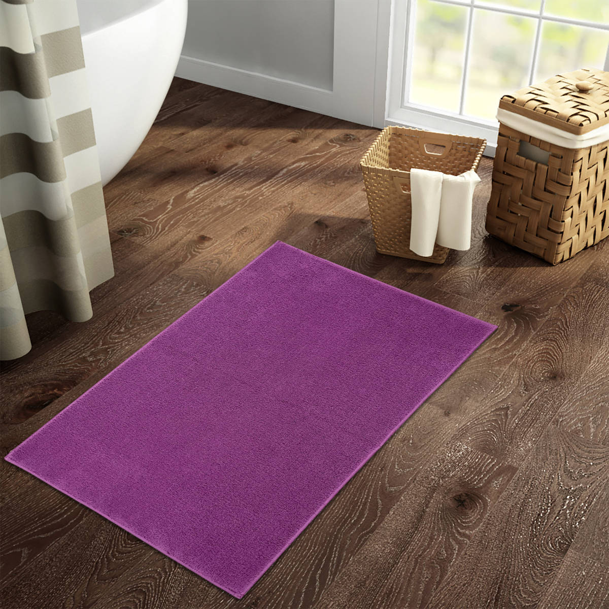 Welspun Drylon 1268 GSM Anti Skid Purple Bath Mat (S)