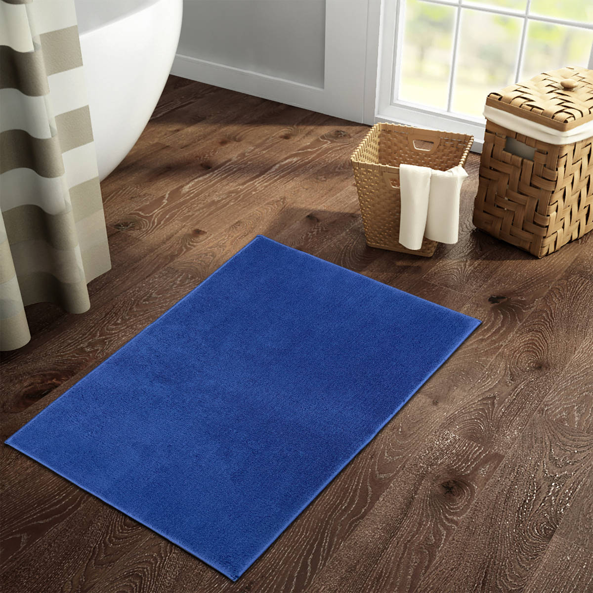 Welspun Drylon 1268 GSM Anti Skid Dark Blue Bath Mat (S)