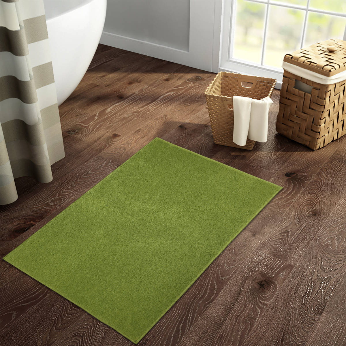 Welspun Drylon 1268 GSM Anti Skid Green Bath Mat (S)