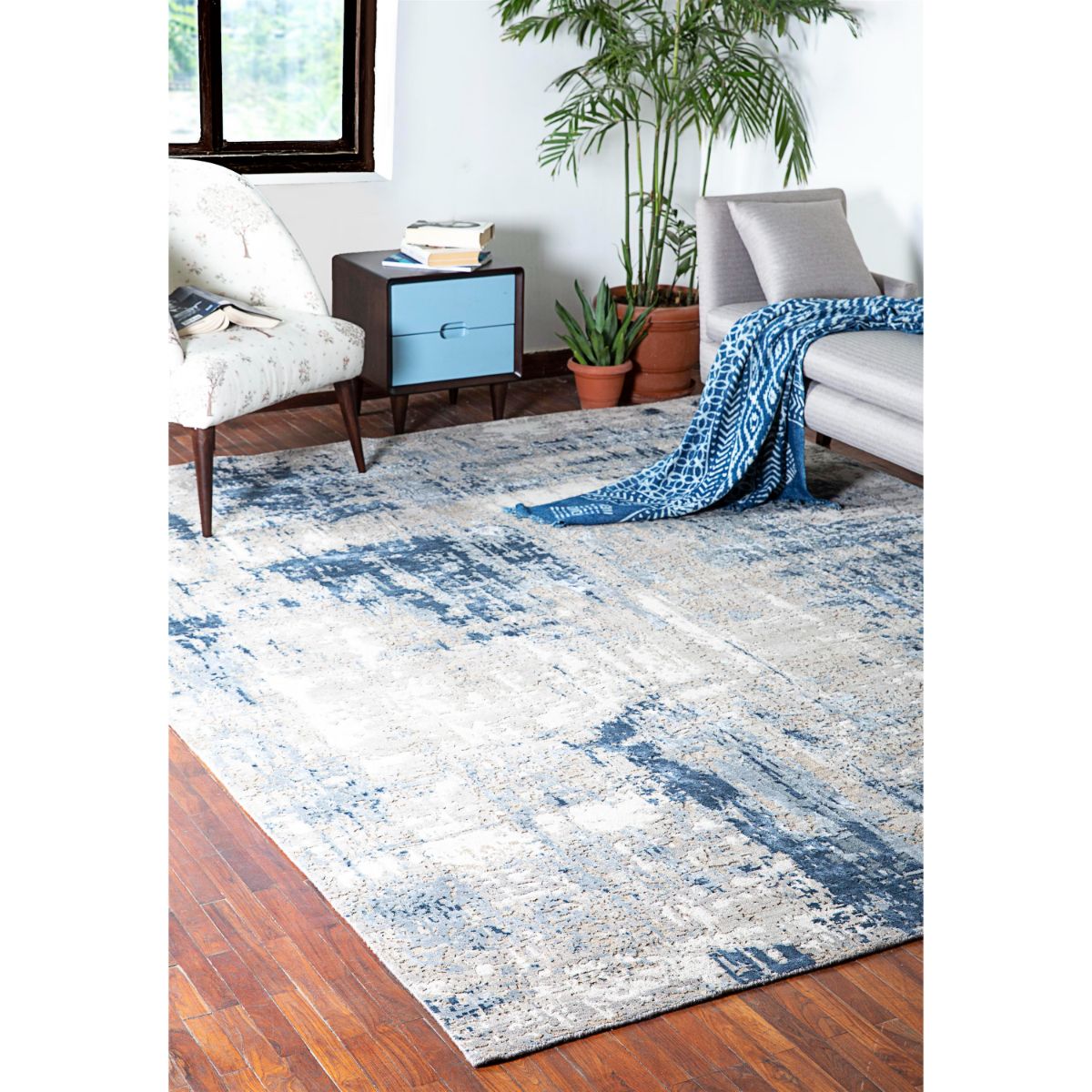 Jaipur Rugs Hand Knotted Rectangle 4X6 Feet Wool and Bamboo Silk Modern