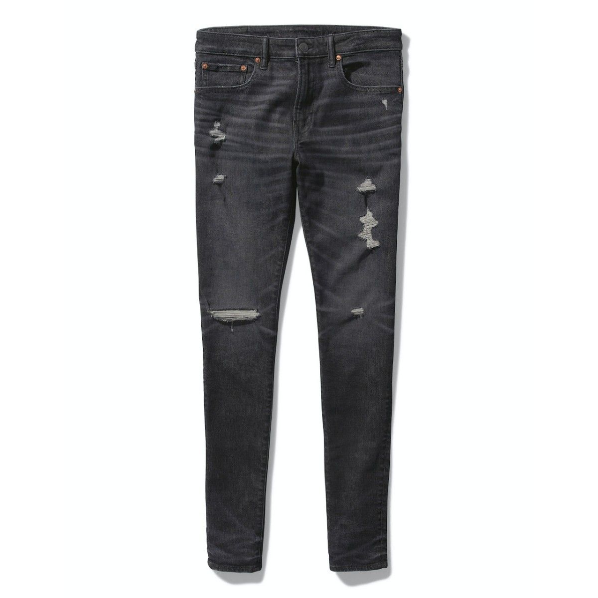 American Eagle Men Black Airflex 360 Ripped Super Skinny Jeans Buy