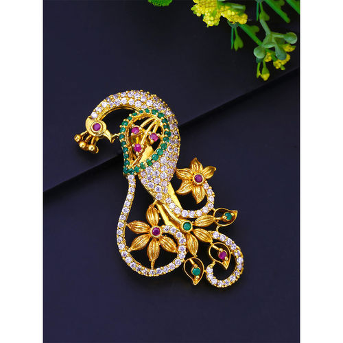 Buy Yellow Chimes American Diamond Peacock Design Gold Plated