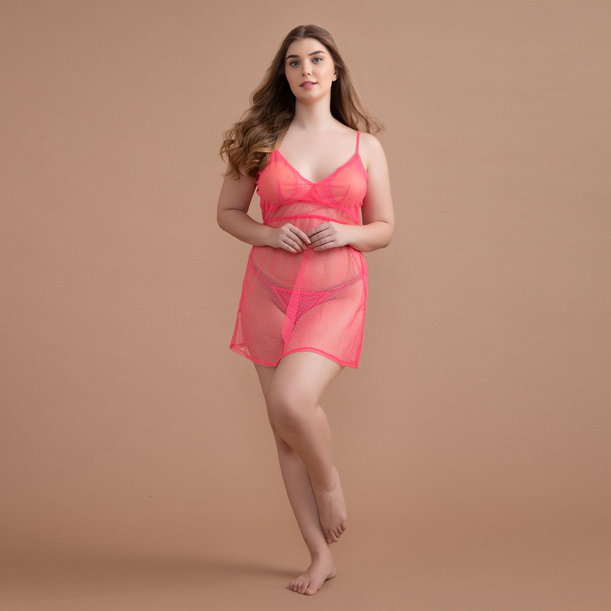 Pink top sheer babydoll