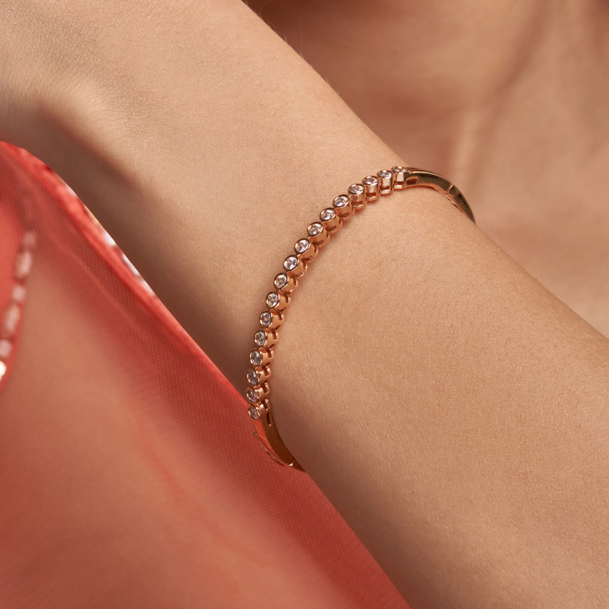 Buy Unique Real Diamond Look Rose Gold Bracelet Best Gift for Women