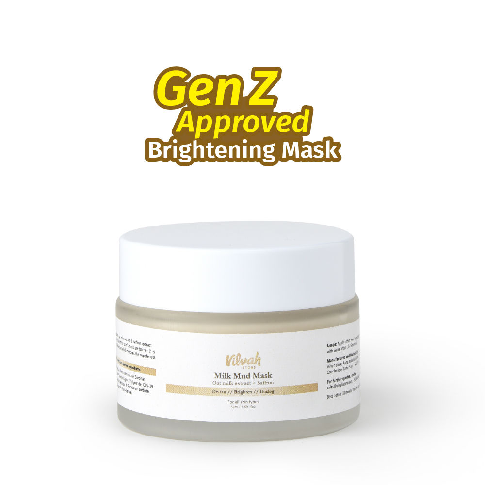VILVAH Milk Mud Skin Mask with oat milk extracts, Kaolin Clay and Saffron