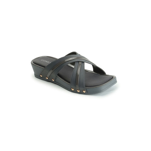Buy Iconics Womens Fashionable Grey Color Slip-On Platform Heel