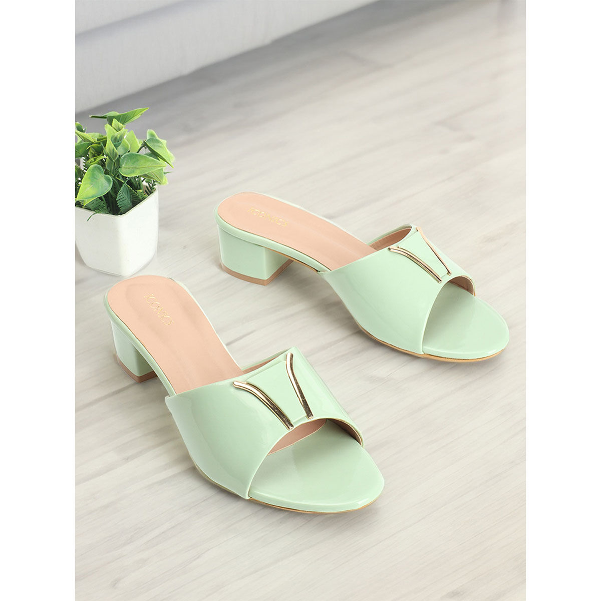 Green colour sandals shop