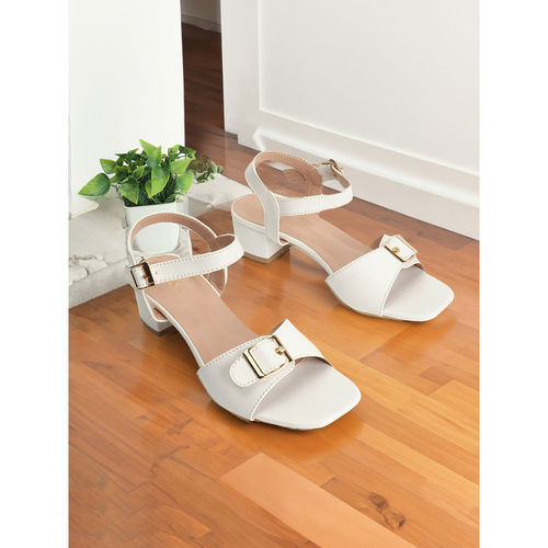 Buy Iconics Womens Fashionable White Color Backstrap Block Heel