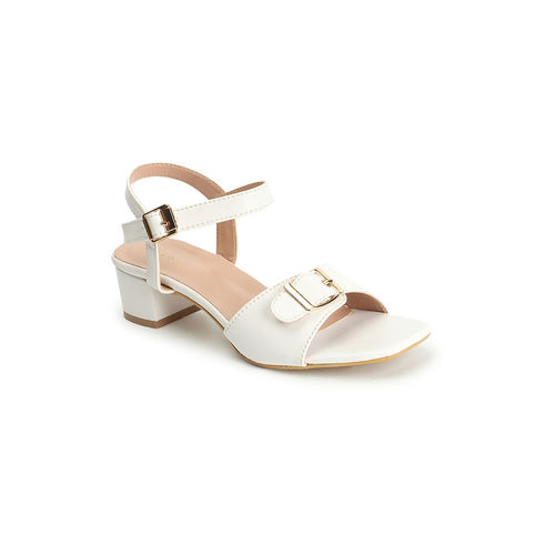 Buy Iconics Womens Fashionable White Color Backstrap Block Heel