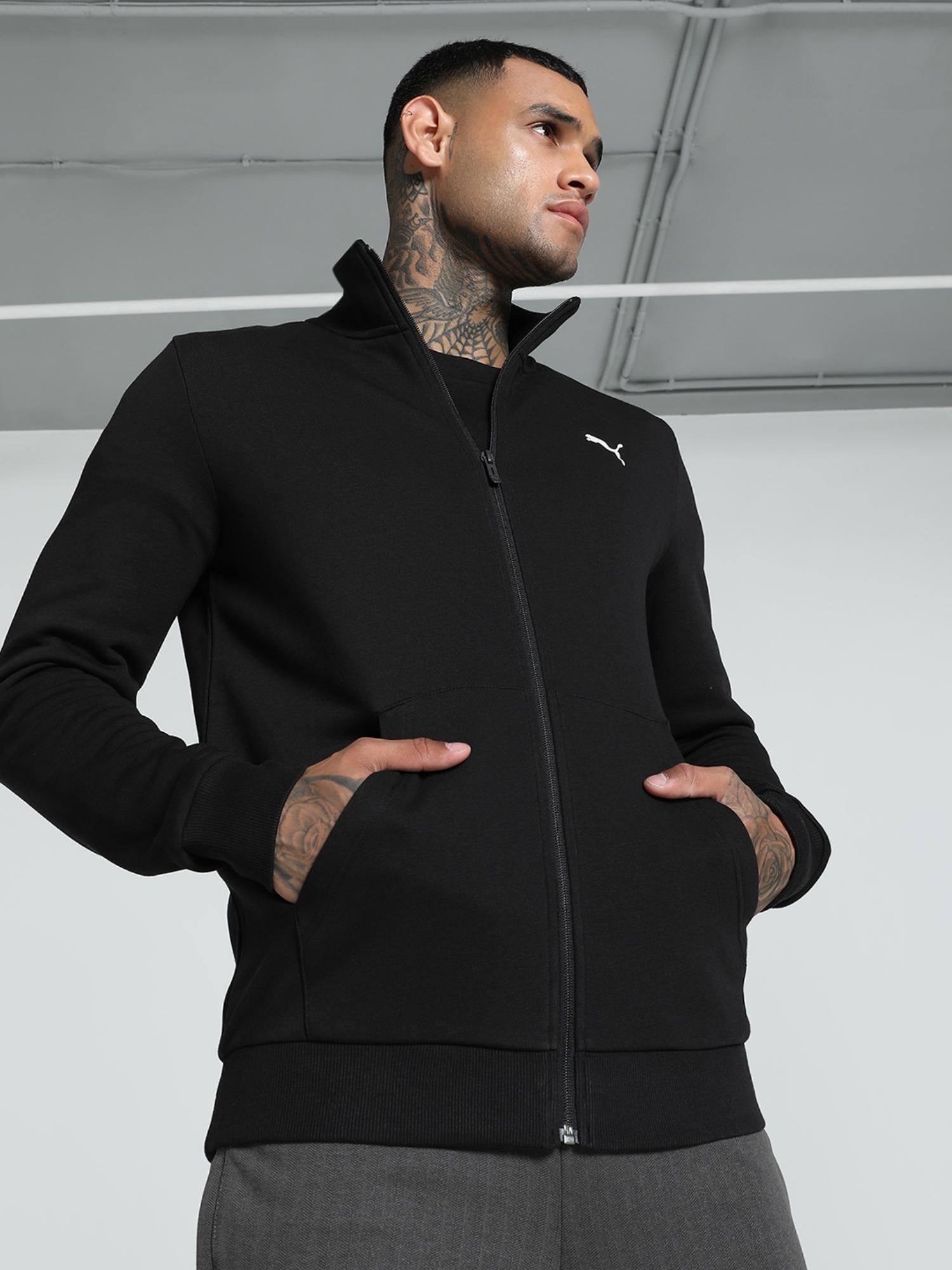 Puma Ess Graphic Fz Fl Mens Black Sweat Jacket
