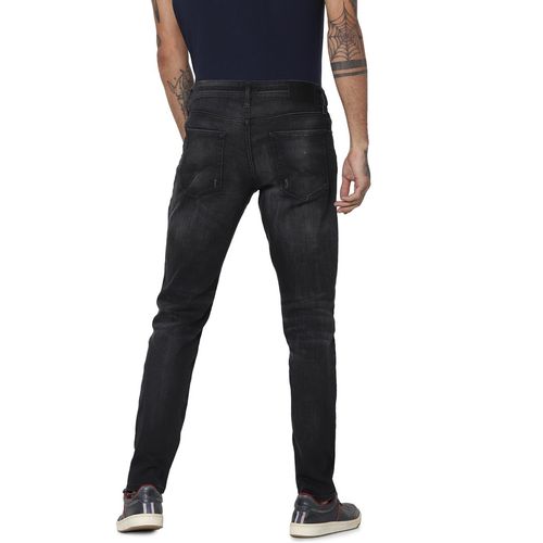 Jack Jones Black Low Rise Glenn Ripped Slim Fit Jeans (36-30)
