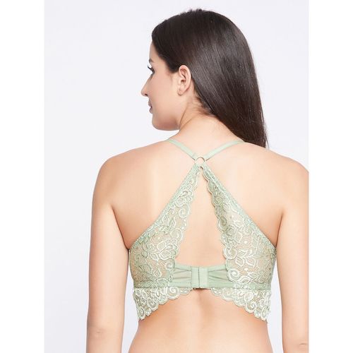 Buy Padded Non-Wired Racerback Longline Bralette in Sage Green - Lace  Online India, Best Prices, COD - Clovia - BR2274P11