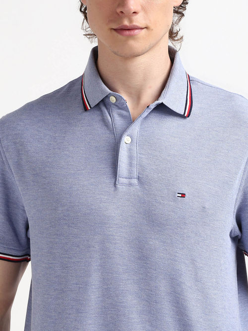 Tommy Hilfiger Blue Collar Neck Solid Polo T-Shirt