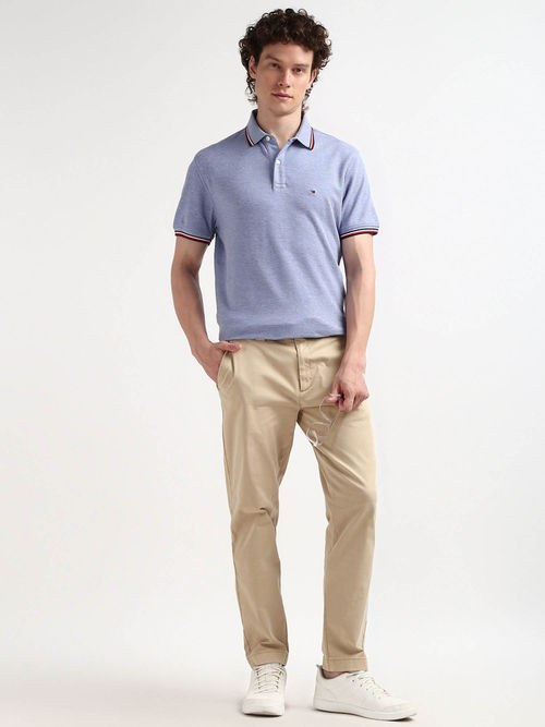 Tommy Hilfiger Blue Collar Neck Solid Polo T-Shirt