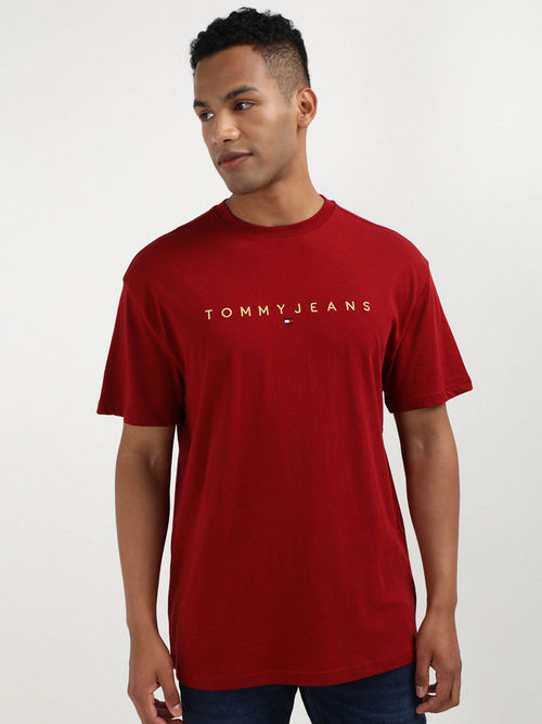Tommy Jeans Red T Shirt Buy Tommy Hilfiger F25HMKT147 RED Mens T-Shirt