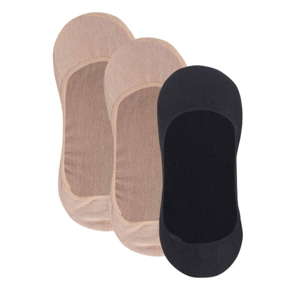 NEXT2SKIN Womens Cotton Hidden Loafer Invisible Foot Liner Socks - Pack Of 3 - Multi-Color