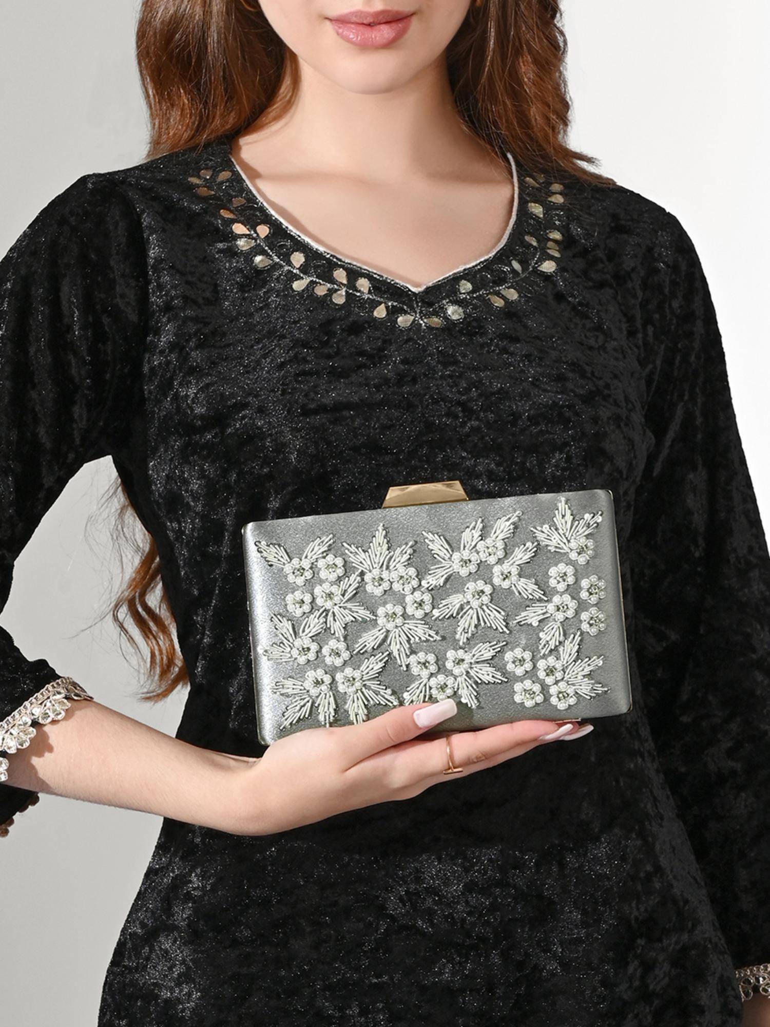 Lavie Signature Women's Ogden Framed Clutch (Silver) (L)