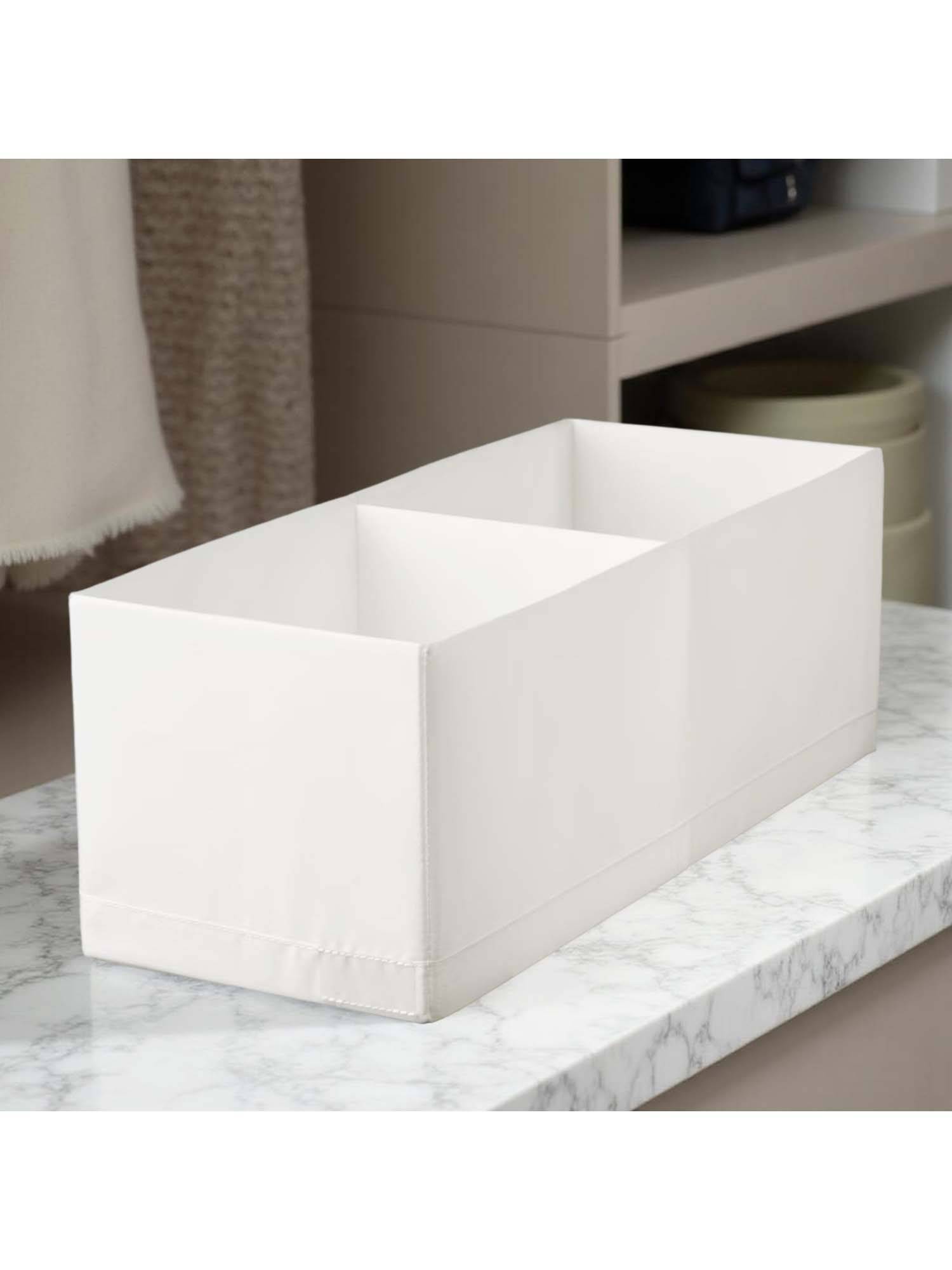 STOR White Polyester Storage Organizer - 2 Compartments, Foldable & Washable