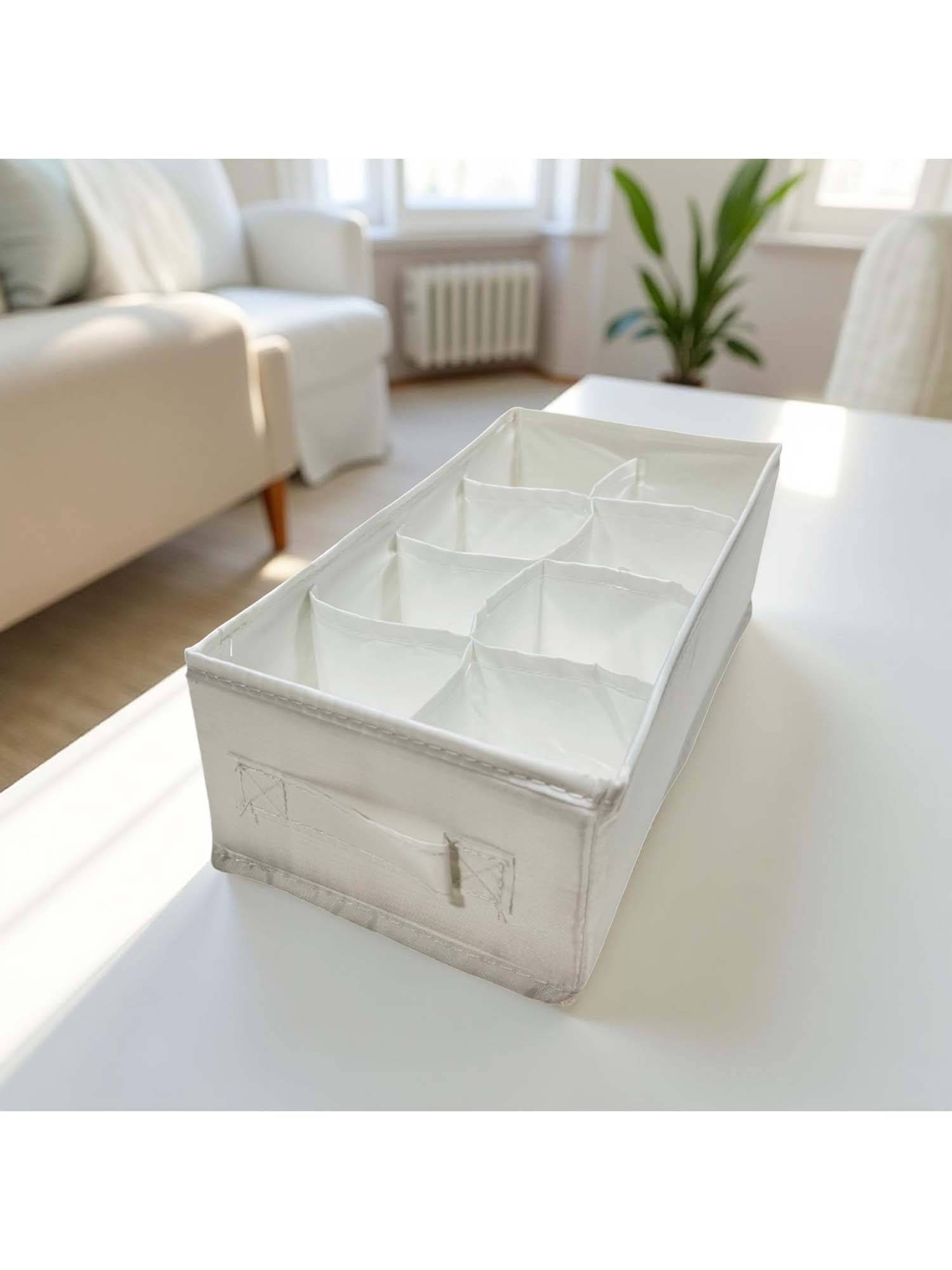 STOR White Polyester Storage Organizer - Foldable, Washable, Dustproof & Multi-Compartment