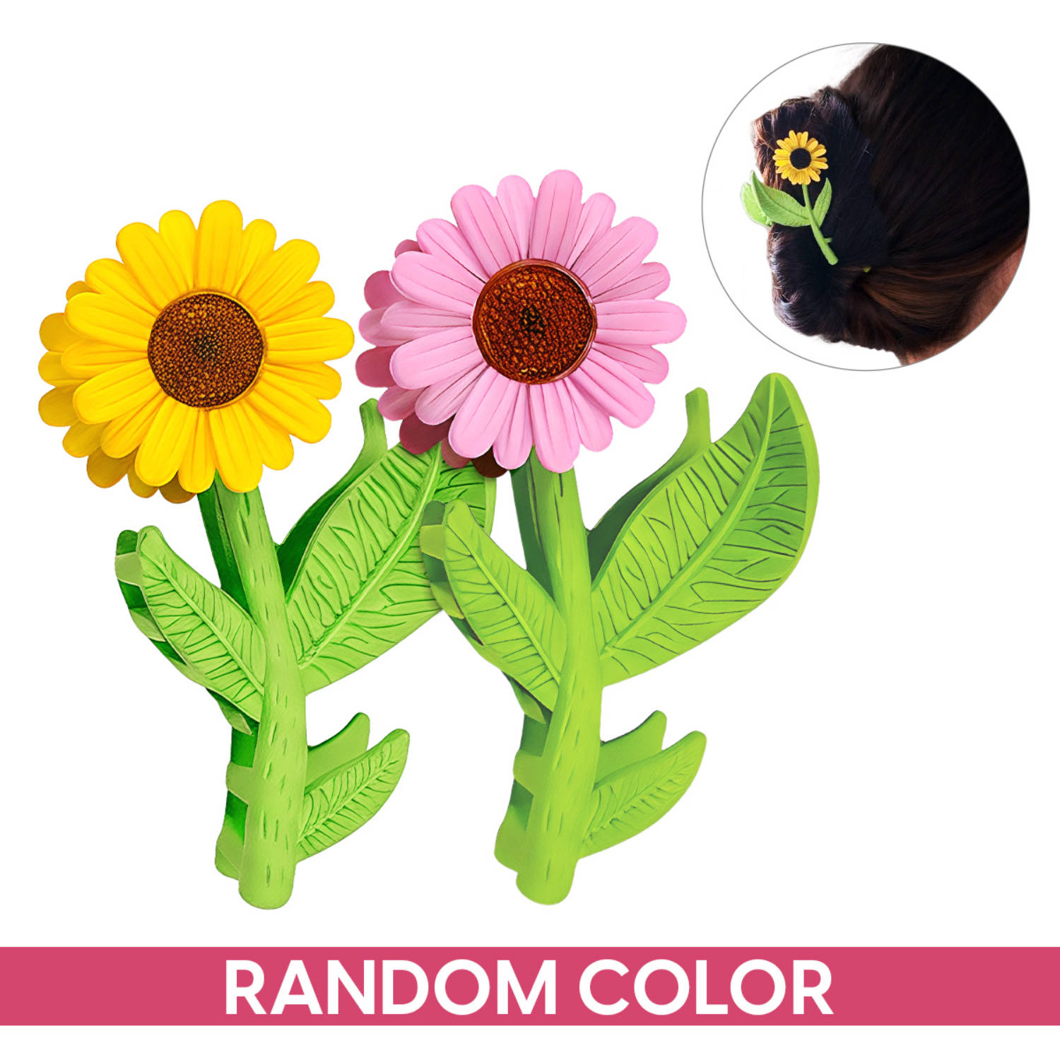 Matra Claw Clip Flower Hair Clutchers Matte Sunflower Clip Large Big Clutches Set