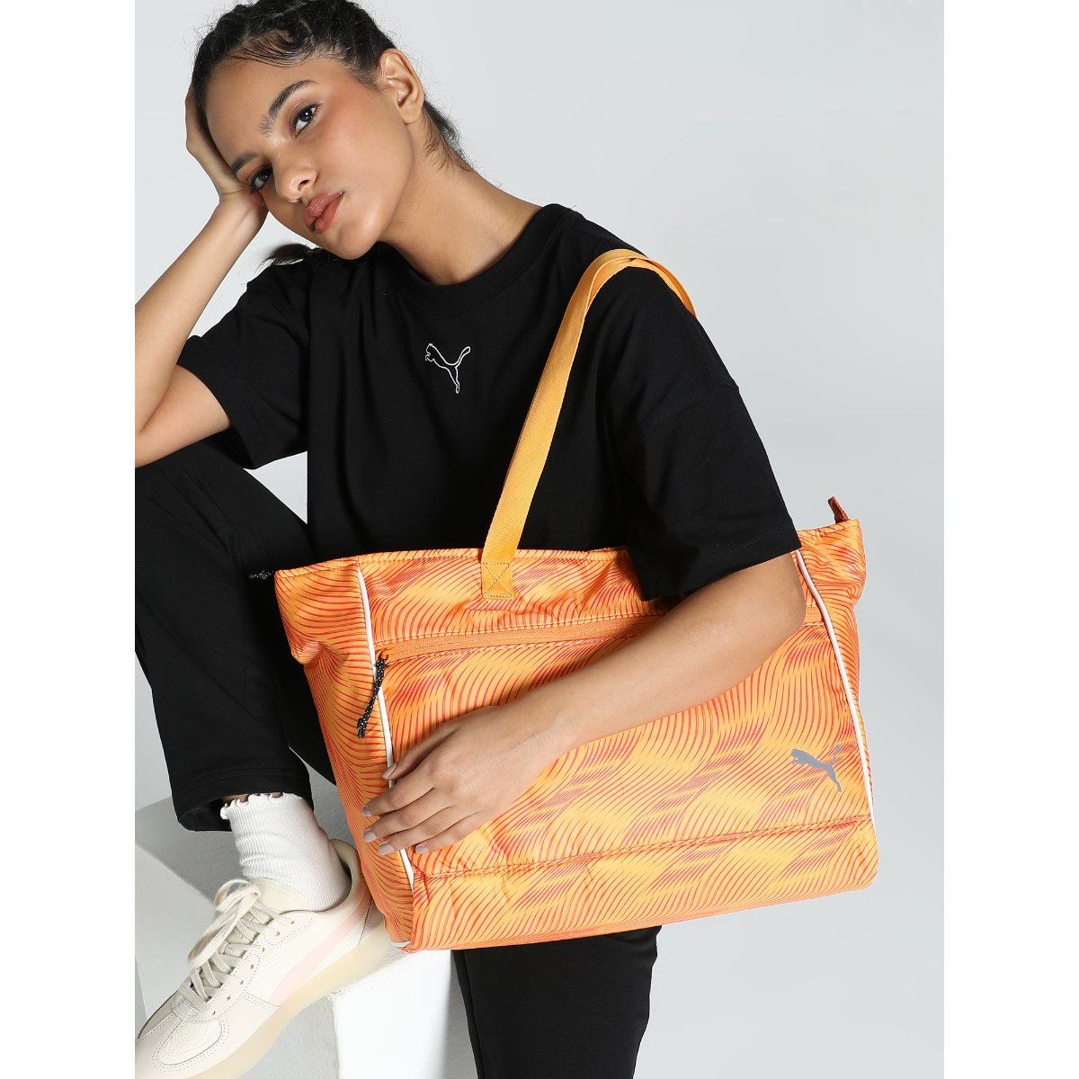 Buy Puma Printed Women Orange Running Tote Bag Online