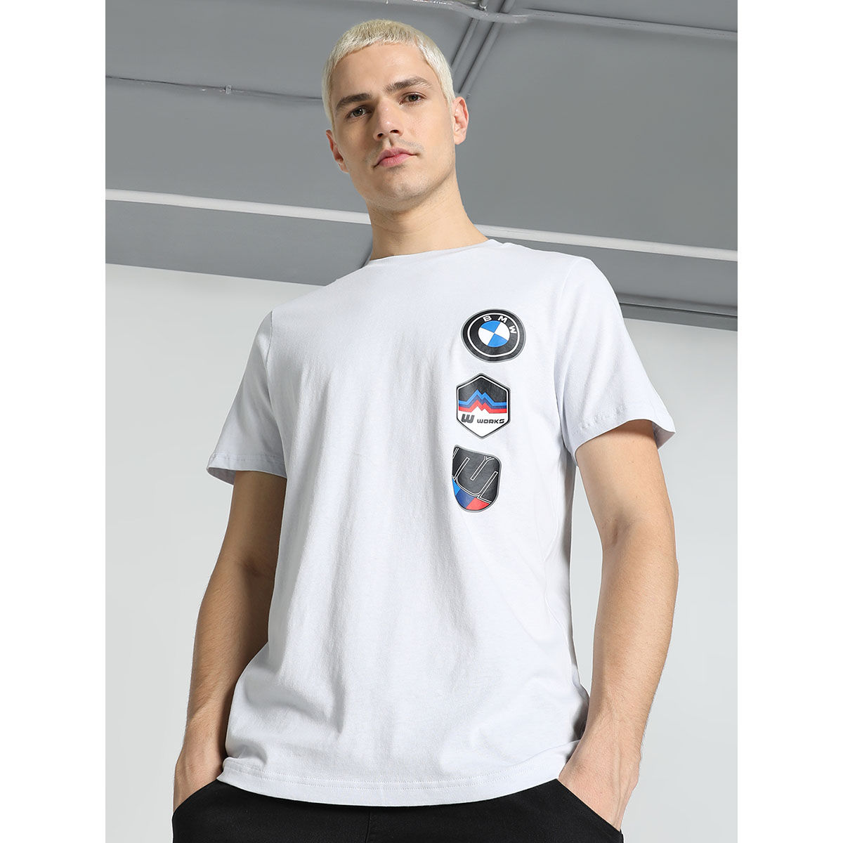 ★★PUMA★★ BMW MMS Summer Crew Short Sleeve Shirt Silver M Men's PUMA BMW M Motorsport Summer Crew Shirt in Silver size