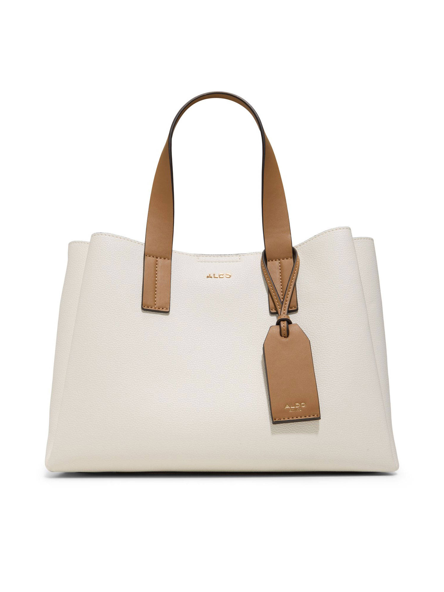 Aldo Beige Synthetic Solid Handbag with Detachable Strap