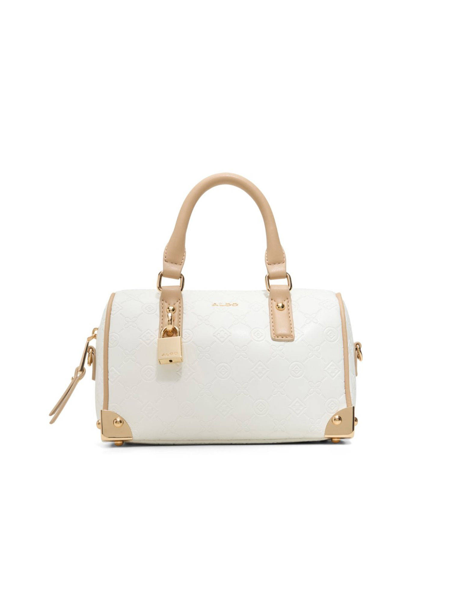 Aldo White Synthetic Solid Handbag with Detachable Strap