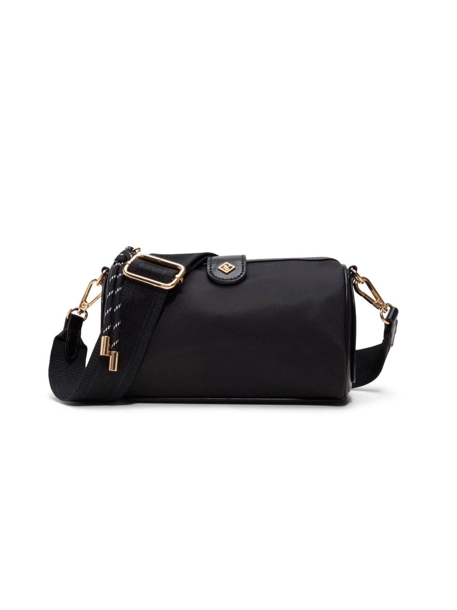 Call It Spring Black Textile Solid Slingbag with Detachable Strap