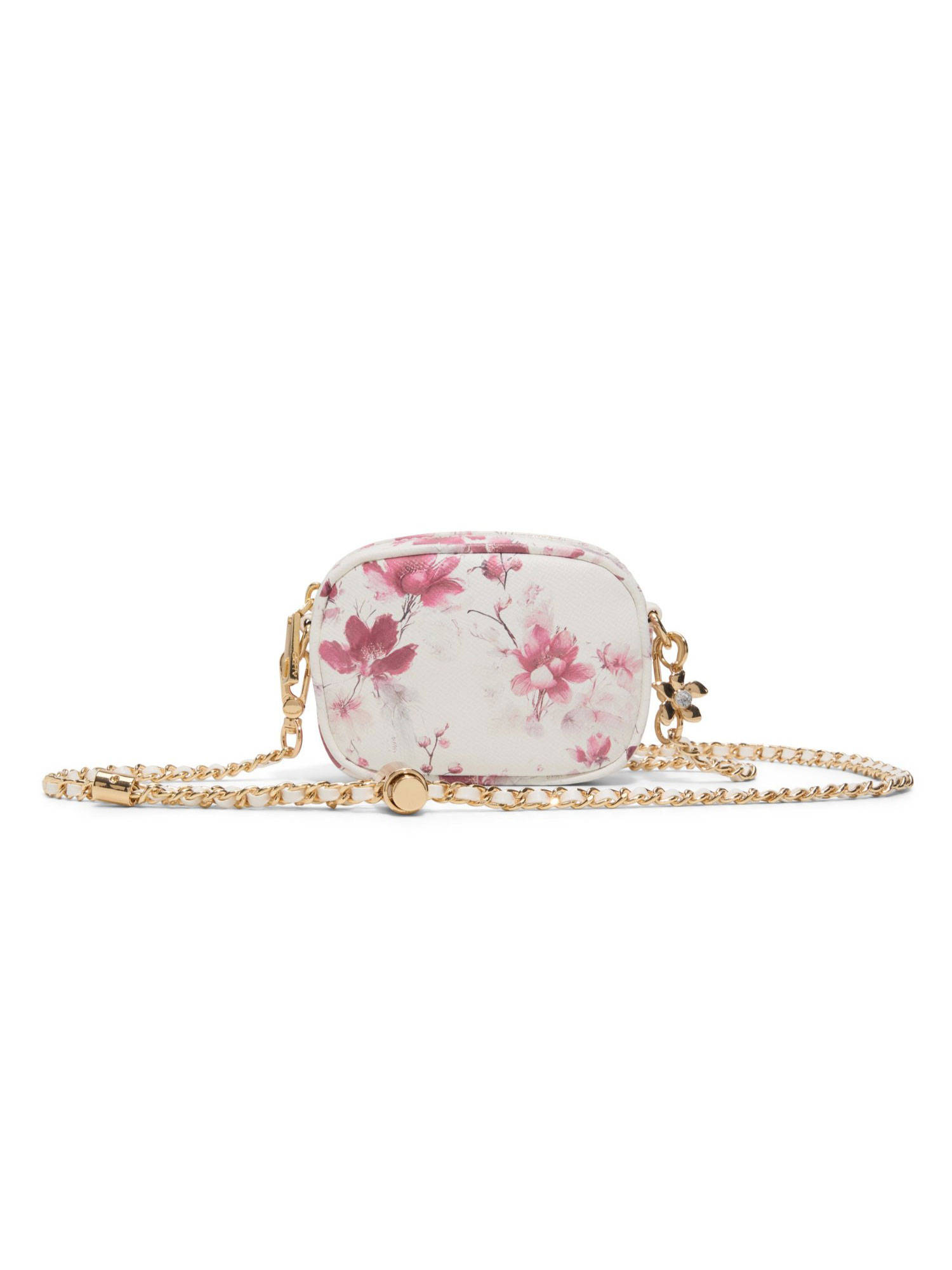 Aldo White Synthetic Floral Slingbag with Detachable Strap