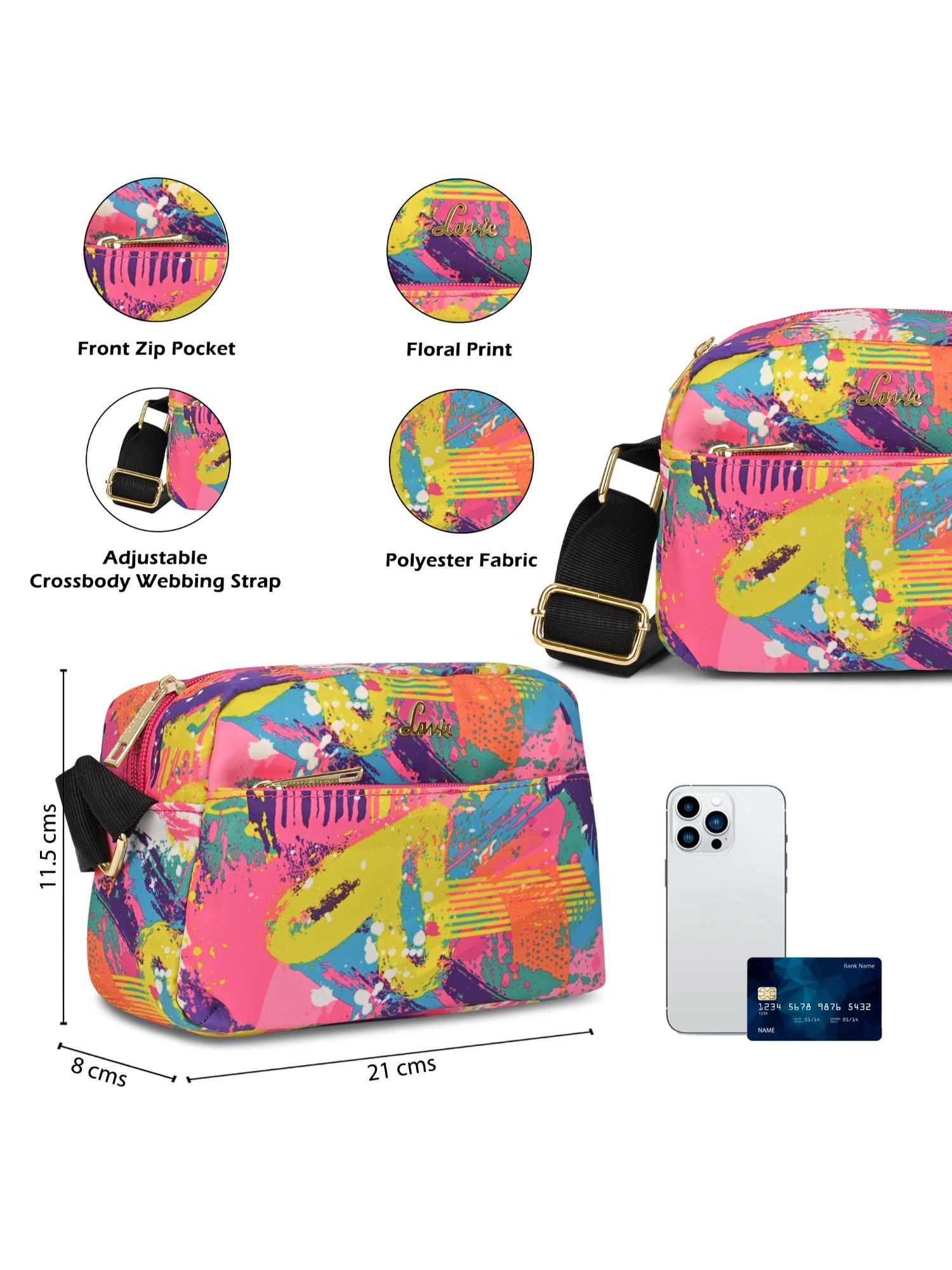 Buy Lavie Multi-Color Synthetic Leather Printed Slingbag with