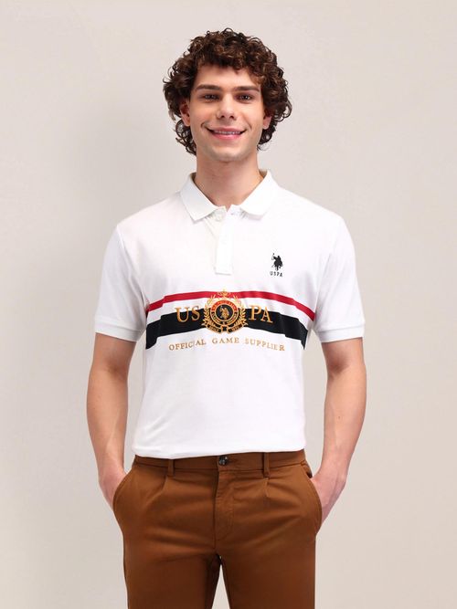 Formal Polo T Shirts For Sale POLO White Embroidered Slim Fit Polo