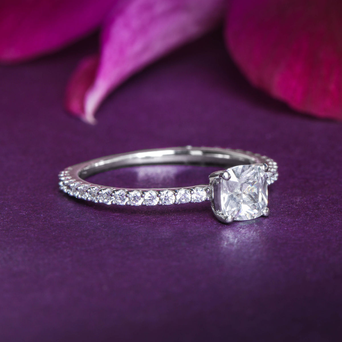 Ornate Jewels Cushion Cut American Diamond Solitaire Ring Buy Ornate