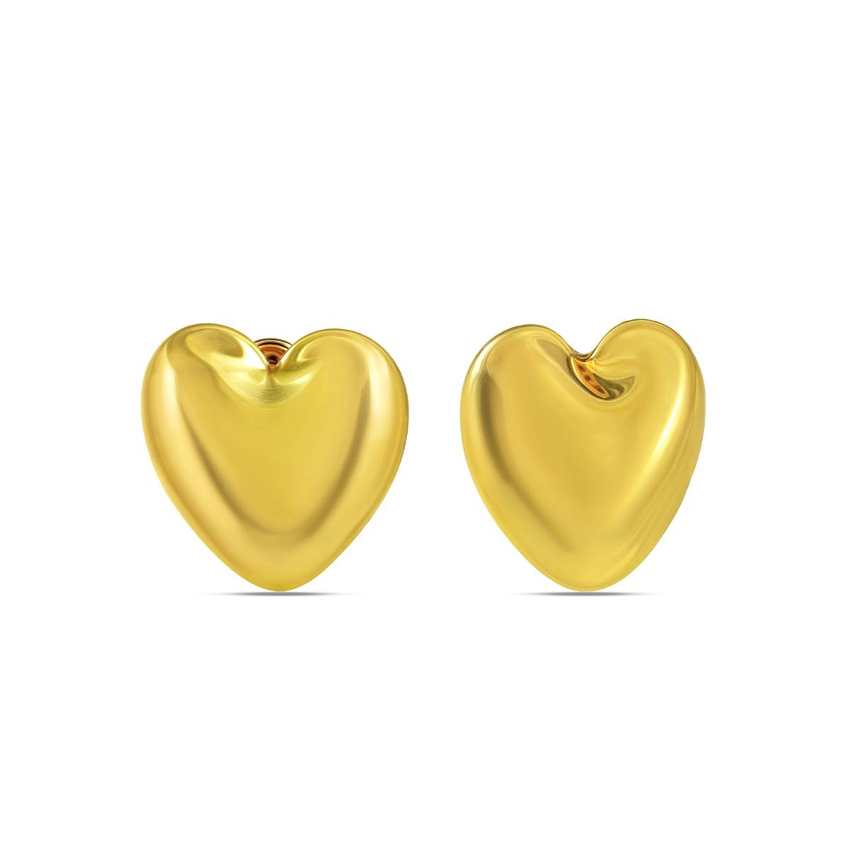 Arvino Gold Reflective Heart Studs Earrings