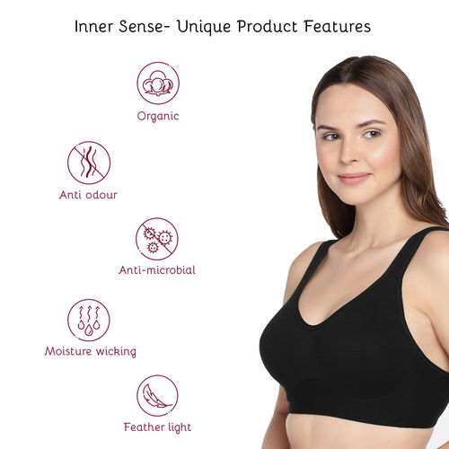 Buy Inner Sense Organic Cotton Antimicrobial Medium Impact Printed Sports  Bra ISB116-Skin- at