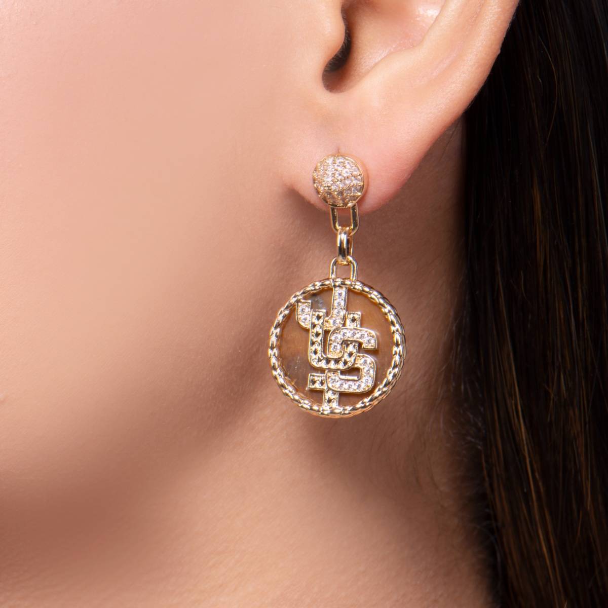 Just Cavalli Gold Linea Logo 4 Earrings