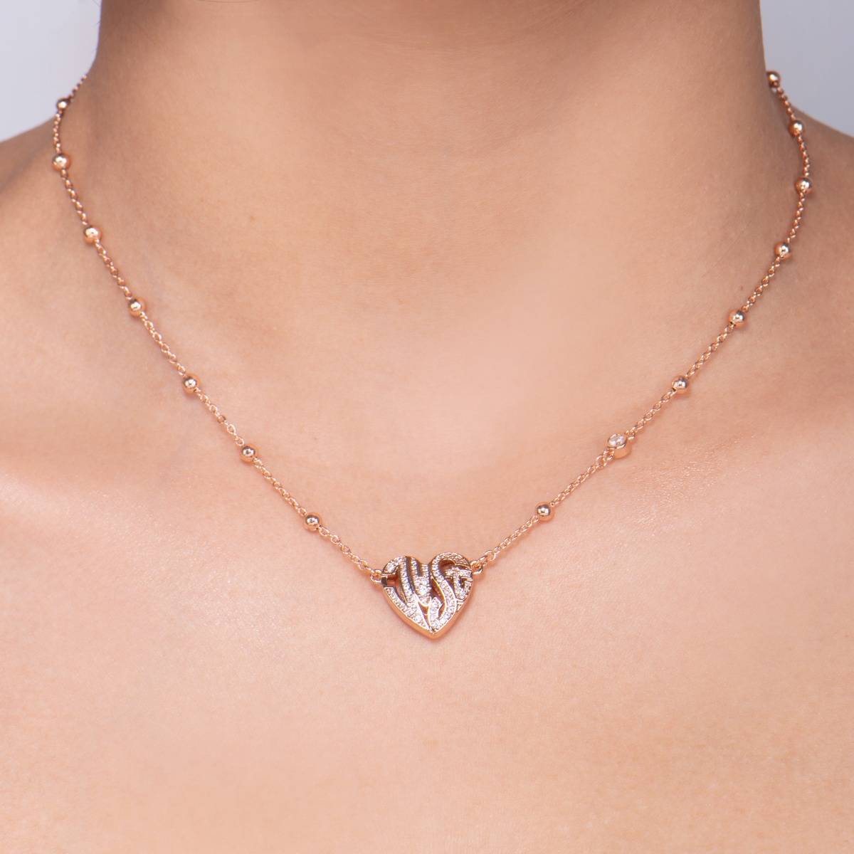 Just Cavalli Rose Gold Logo Amore Necklace & Pendant