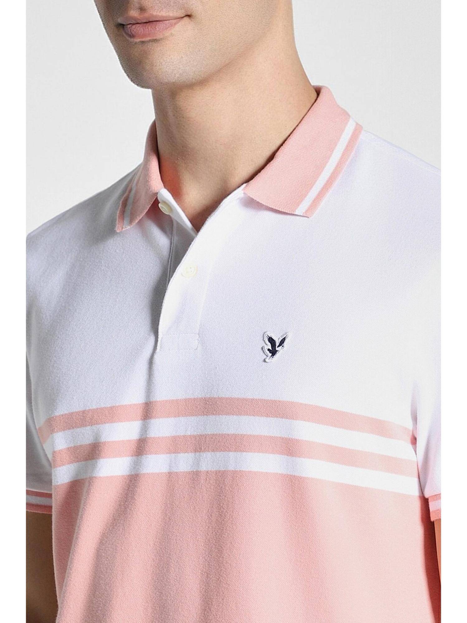 Buy American Eagle Men Pink Colorblock Collar Neck Regular Fit Polo T ...