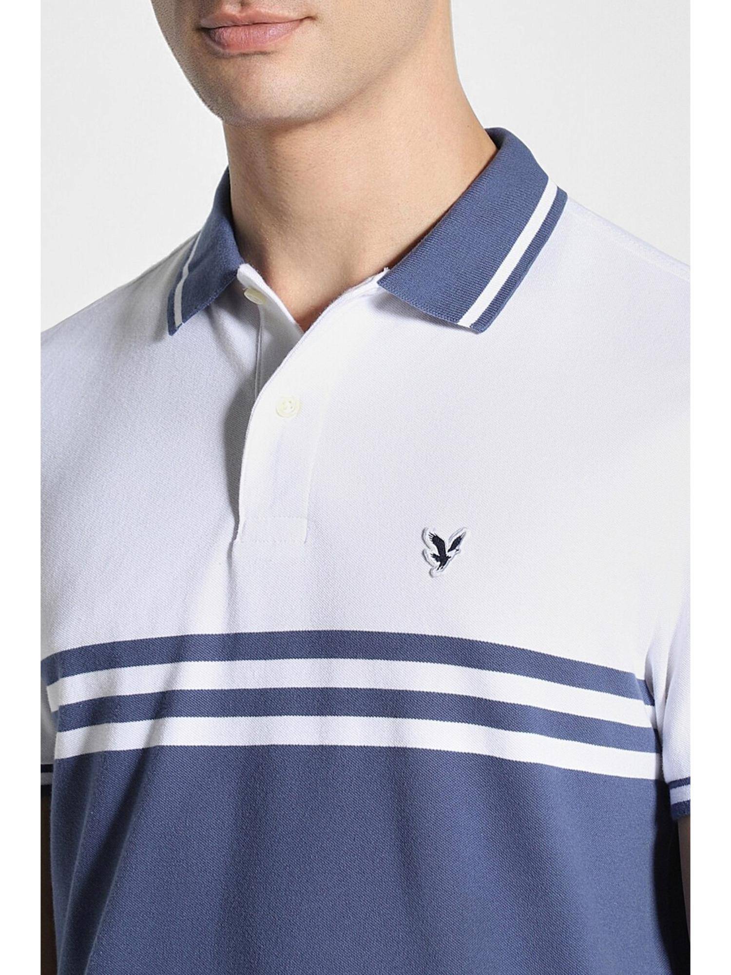 Buy American Eagle Men Blue Colorblock Collar Neck Regular Fit Polo T ...