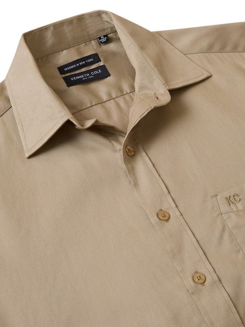 Buy Kenneth Cole Men Beige Pure Cotton Solid Slim Fit Shirt Online