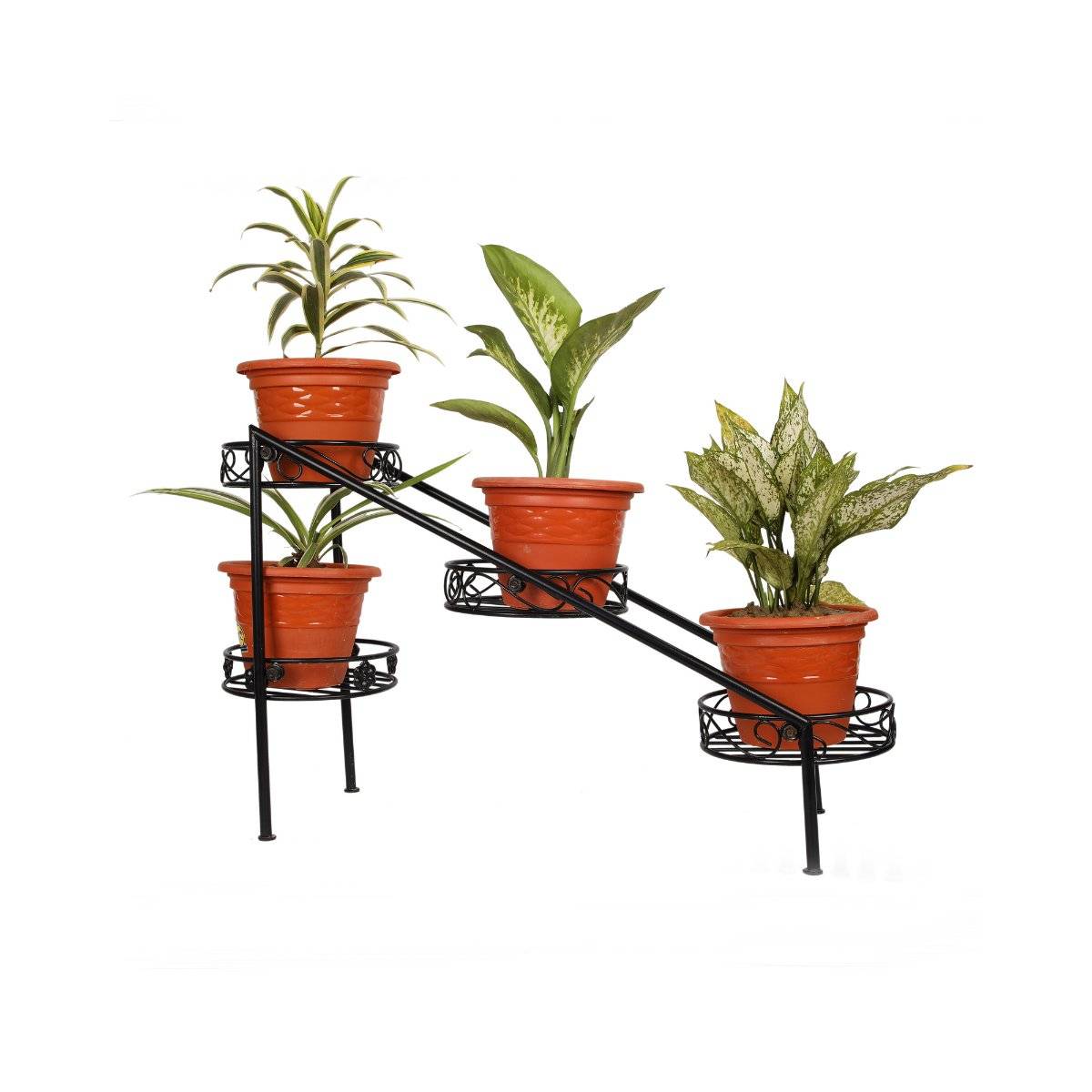 Homesake Plant Stand Metal 4 Tier Rack Ladder Black