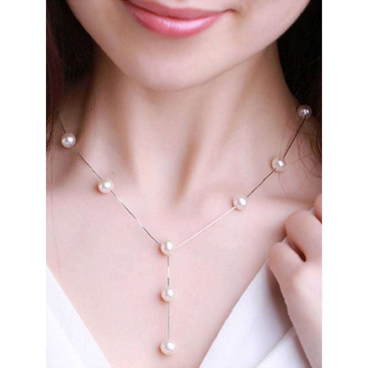Jewels Galaxy Silver Plated White Pearl Studded Multi-Piece Single-Strand Jewellery Set