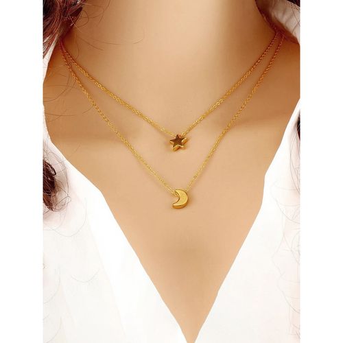 Jewels Galaxy Gold Plated Star-Moon Layered Necklace