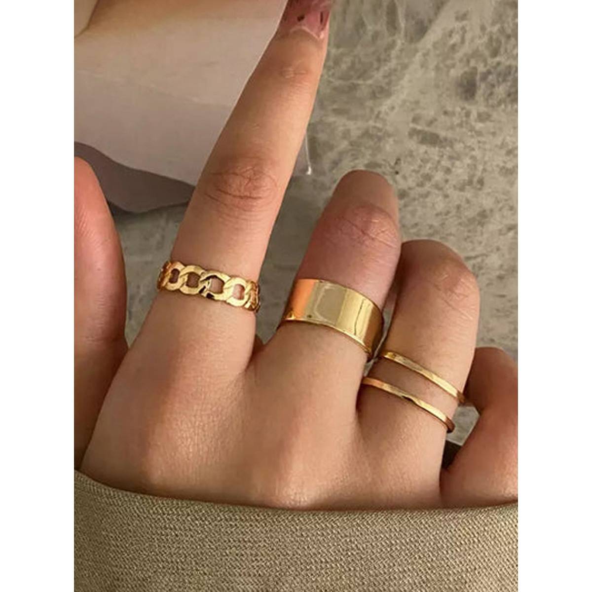 Jewels Galaxy Women Gold Plated Stackable Rings (Pack of 3)