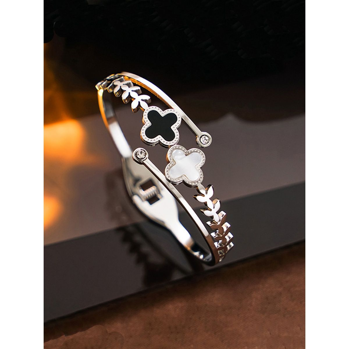 Buy Jewels Galaxy Stainless Steel Silver Plated Mother of Pearls