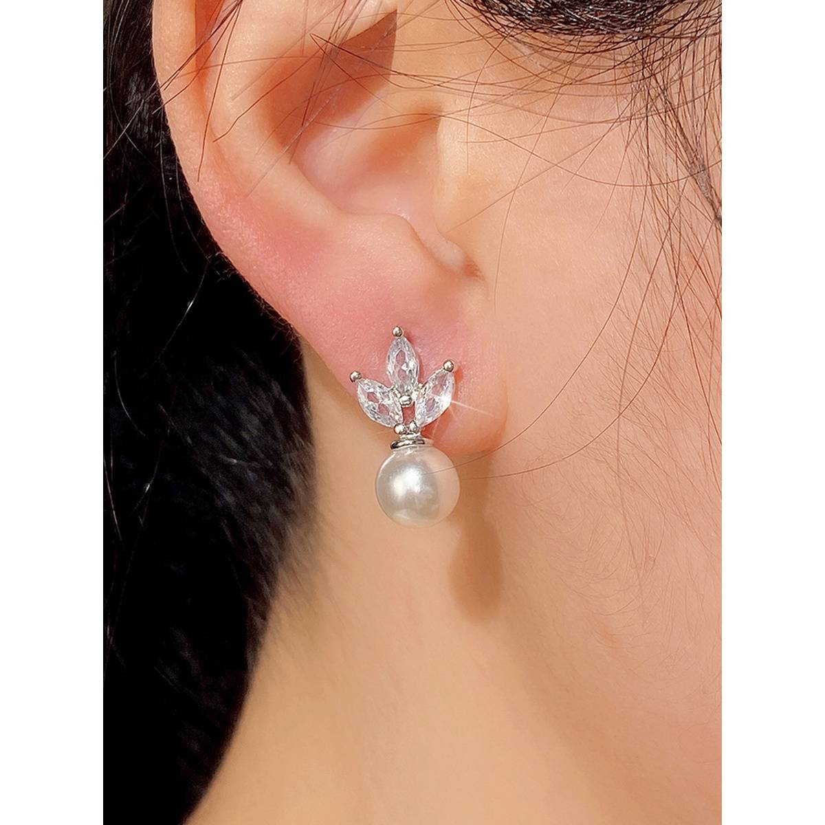 Jewels Galaxy Silver Plated American Diamond Studded Korean Earrings